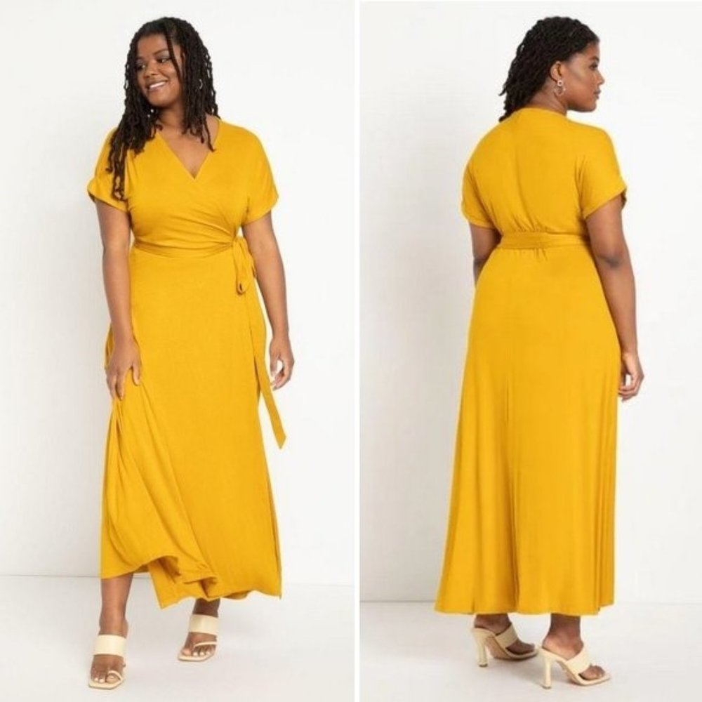 💛 NEW Eloquii Freesia Yellow Maxi Wrap Dress 20